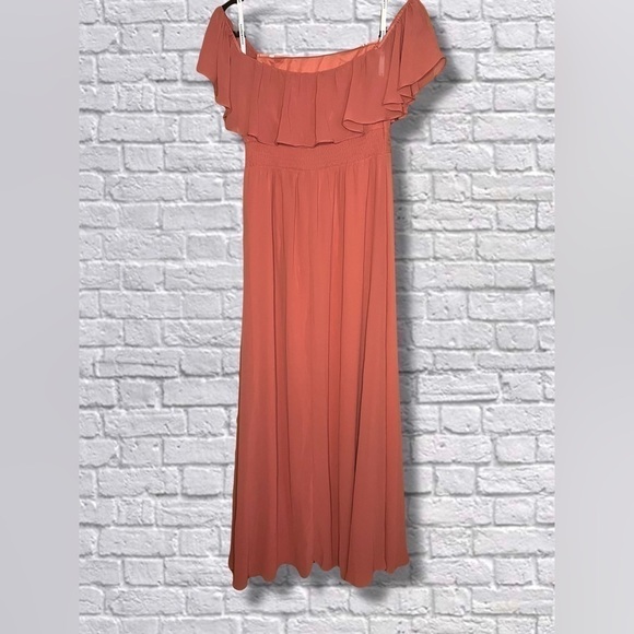 Ever-Pretty Chiffon Ruffle Off Shoulder Thigh Slit Dress - Picture 3 of 5